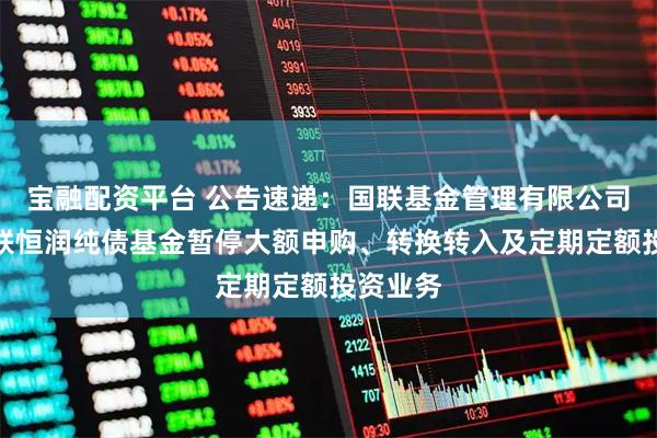 宝融配资平台 公告速递：国联基金管理有限公司关于国联恒润纯债基金暂停大额申购、转换转入及定期定额投资业务